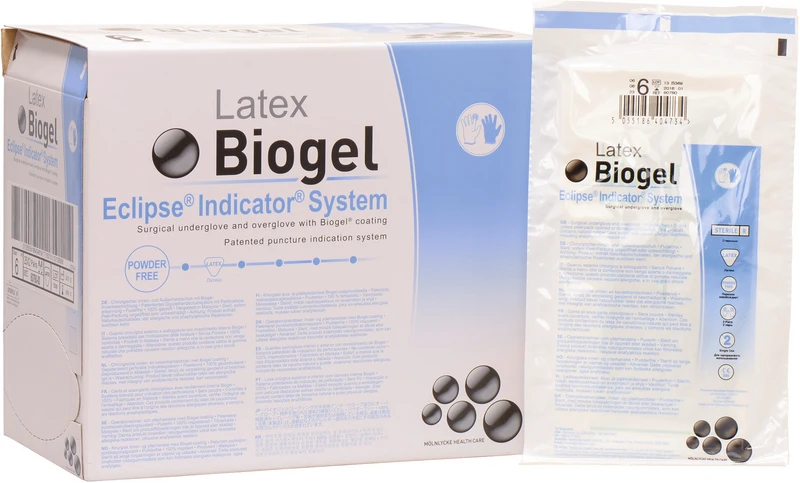 Biogel Eclipse® Indicator® System  Packung  25 x 2 Paar puderfrei, (Farbe: stroh, grün), Größe 6