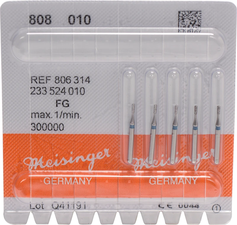 Diamanten 808  Packung  5 Stück blau mittel, FG, Figur 233 Birne, 2,7 mm, ISO 010