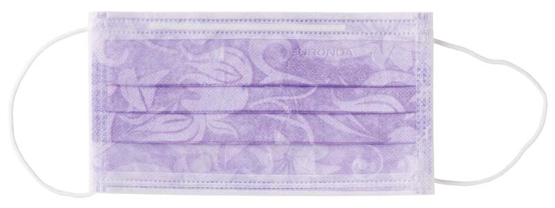 Monoart® Mundschutz Flower  Spenderbox  50 Stück mit Gummizug, lila