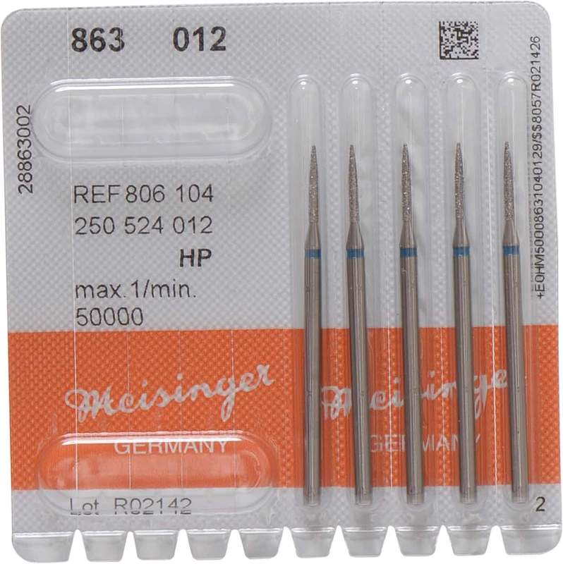 Diamanten 863  Packung  5 Stück blau mittel, HP, Figur 250 Flamme, 10 mm, ISO 012