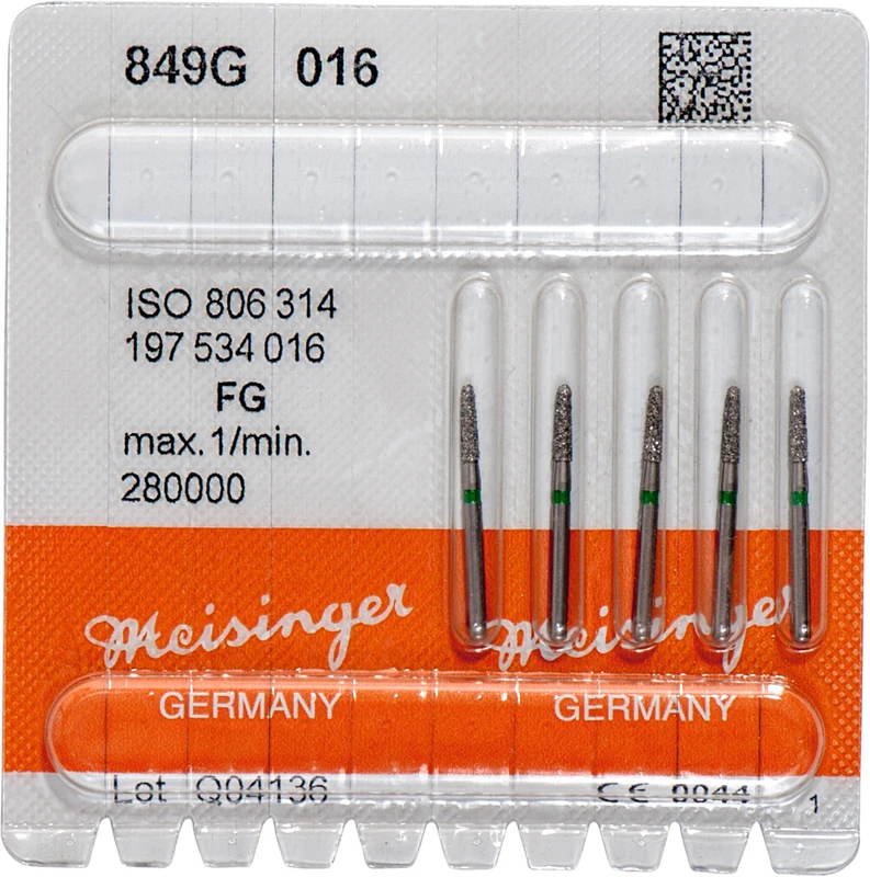 Diamanten 849  Packung  5 Stück grün grob, FG, Figur 197 Konus rund, 6 mm, ISO 016