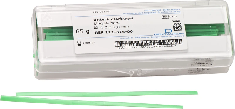 Wachsprofil  Packung  65 g Stangen, Unterkieferbügel grün, 4 x 2 mm, Standard