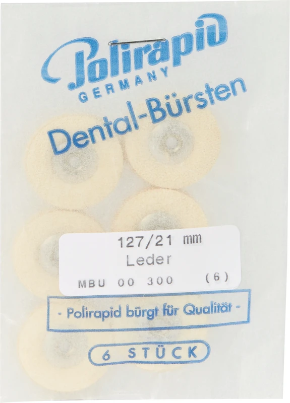 Miniaturbürsten Scheibe  Packung  6 Stück unmontiert, Chamoisleder, Ø 21 mm