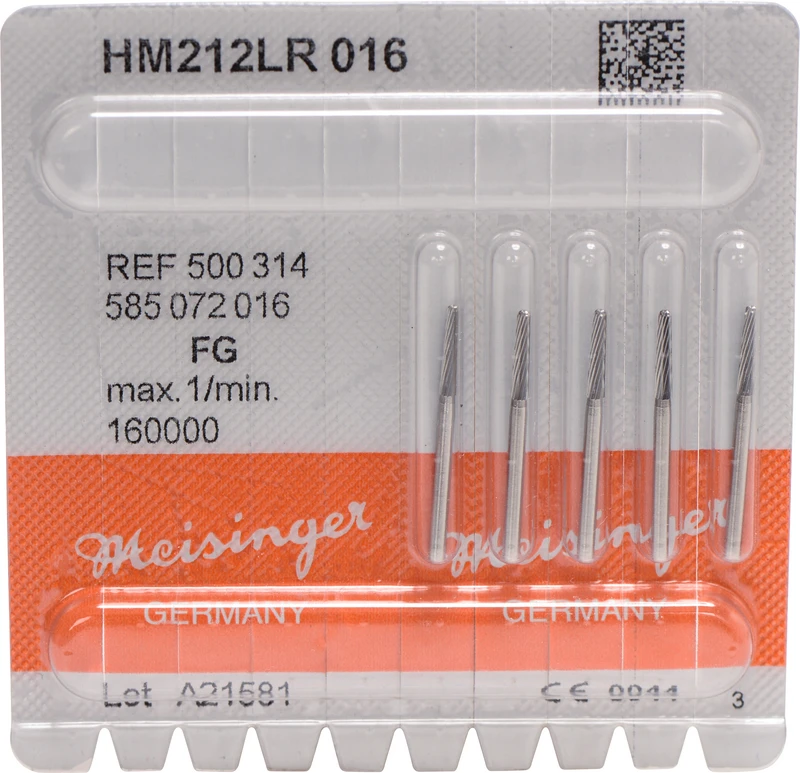 HM-Finierer 212  Packung  5 Stück fein, FG, Figur 585 konisch abgerundete Kante, 8 mm, ISO 016