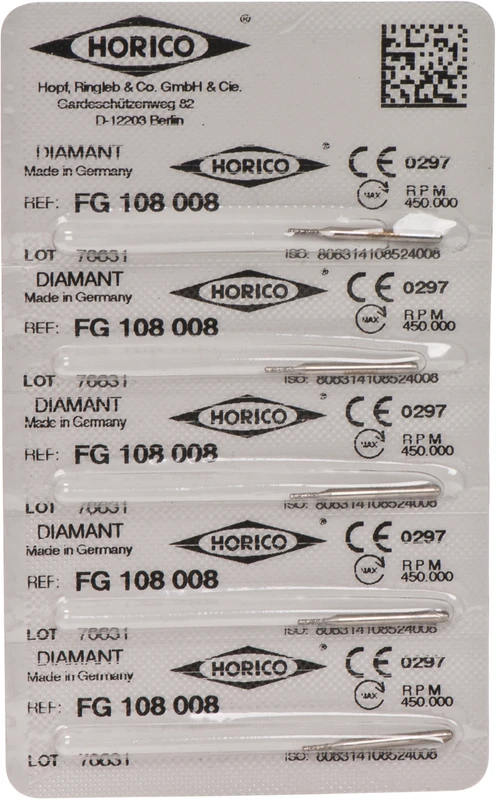Diamantschleifer 108  Packung  5 Stück FG, Figur 108, 3 mm, ISO 008