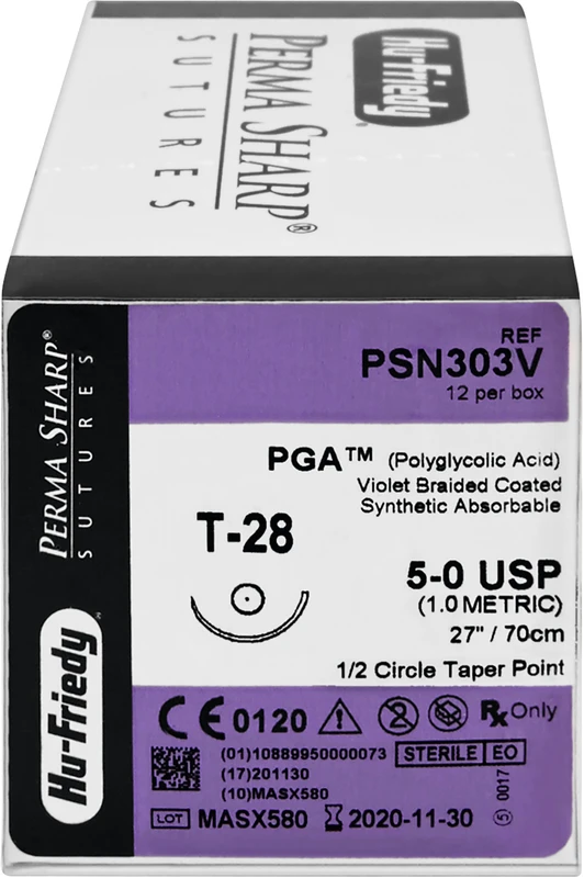 Perma Sharp PGA  Packung  12 Stück violett, 70 cm, T-28, 1\2 Kreis, Rundkörper, 17,5 mm, USP 5\0