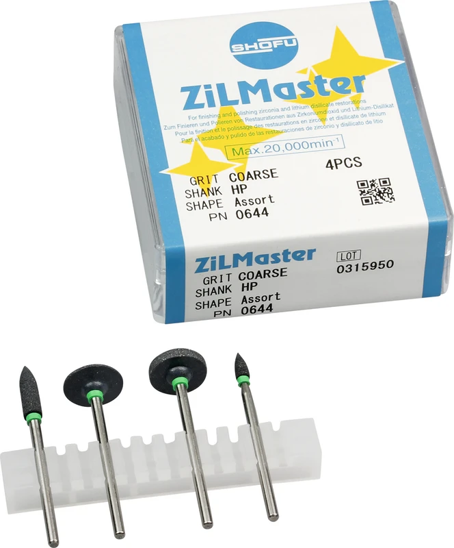 ZiLMaster  Sortiment  4 Stück (Minispitze, Walze, WH6, KN7), grün coarse, HP, ISO 030, 040, 120, 125