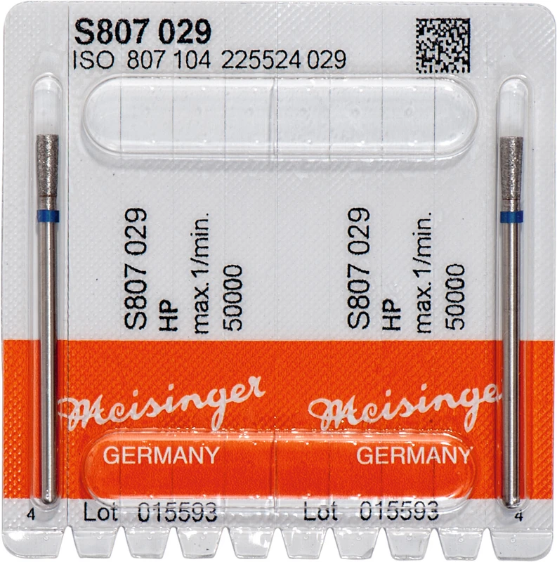 Sinterdiamanten S807  Packung  2 Stück blau mittel, HP, Figur 225 umgekehrter Kegel, 6 mm, ISO 029