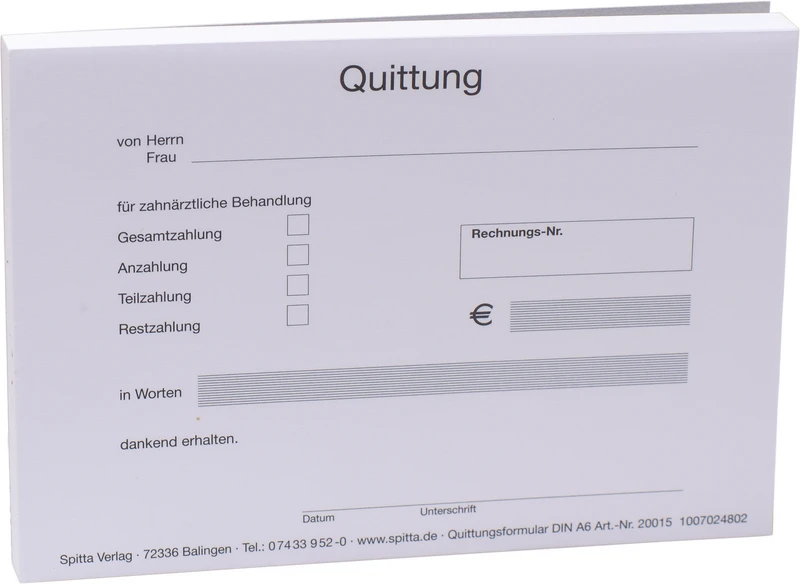 Quittungsformulare   Stück  100 Blatt quer