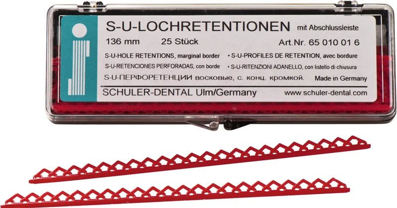S-U-LOCHRETENTIONEN  Packung  25 Stück Länge 13,6 cm, mit Abschlußleiste