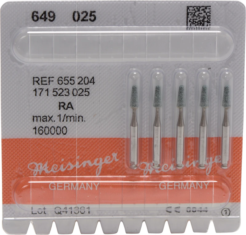 Keramische Schleifer 649  Packung  5 Stück grün mittel, RA, Figur 171, 6 mm, ISO 025