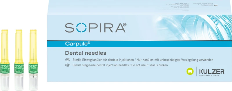 SOPIRA® Carpule® Kanülen  Refill Packung  100 Stück für 30G, 16 mm, langer Anschliff, grün, Typ Injektion Periapikalisch