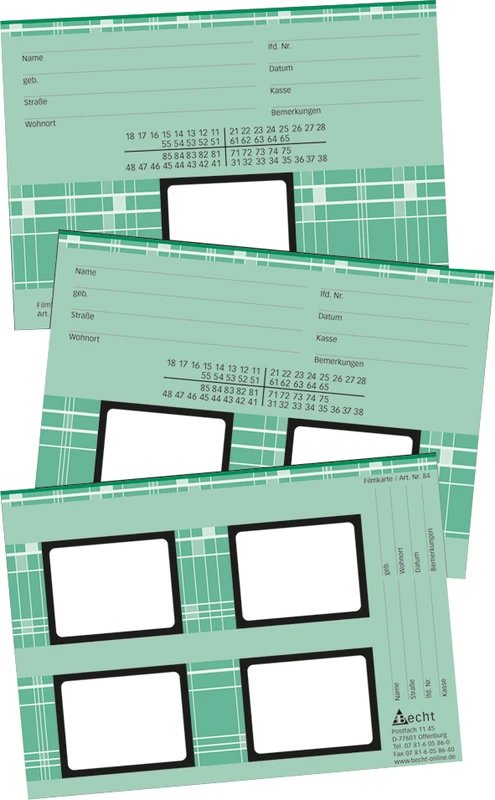 Filmkarten  Packung  50 Stück für 6 Filme, Nr. 86