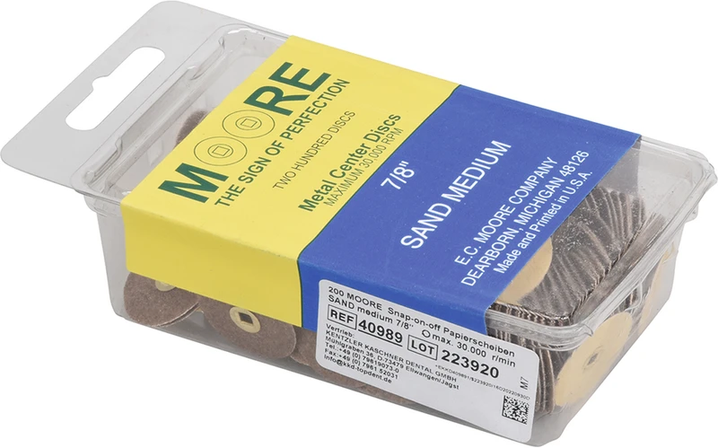 MOORE® Snap-on-off Papierscheiben  Packung  200 Stück Sand, mittel, Ø 22 mm