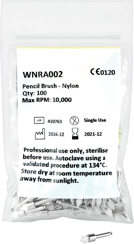 Nylon Polierbürsten weiß  Packung  100 Stück spitze Form, RA