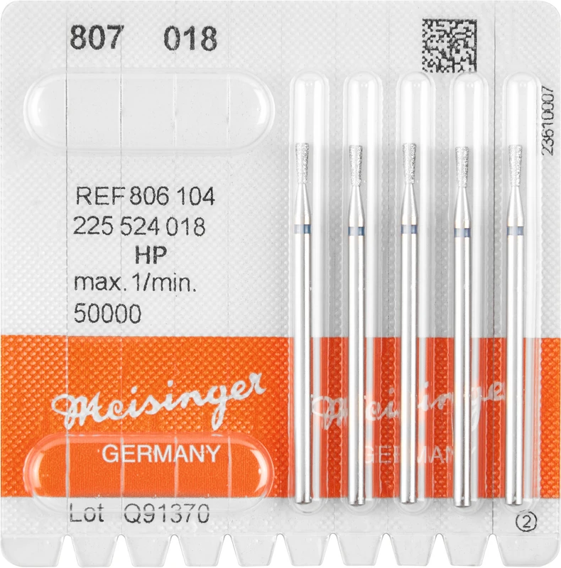 Diamanten 807  Packung  5 Stück blau mittel, HP, Figur 225, umgek. Kegel, Kante scharf, 5 mm, ISO 018