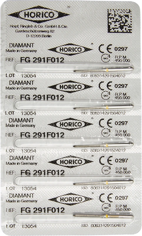 Diamantschleifer 291  Packung  5 Stück gelb x-fein, FG, Figur 291, 11,5 mm, ISO 012