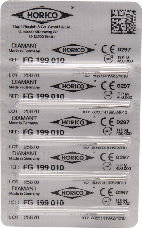 Diamantschleifer 199  Packung  5 Stück FG, Figur 199, 10 mm, ISO 010