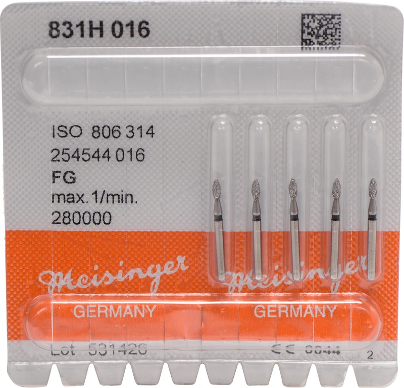 Diamanten 831  Packung  5 Stück schwarz supergrob, FG, Figur 254 Birne, 3,5 mm, ISO 016