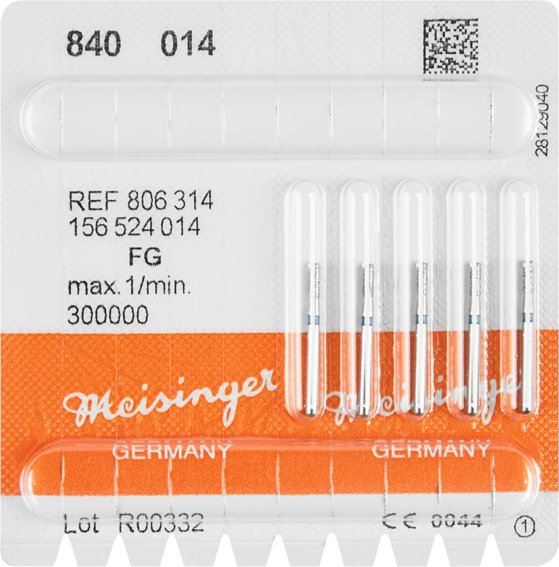 Diamanten 840  Packung  5 Stück blau mittel, FG, Figur 156 Zylinder abgerundet, 1 mm, ISO 014