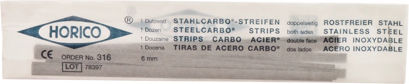 Stahlcarbo® Streifen  Packung  12 Stück doppelseitig, 6 mm breit, Stärke 0,2 mm