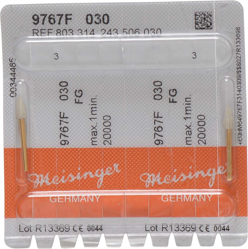 Diamantpolierer 9767  Packung  2 Stück rosa mittel, FG, Figur 243, 6,5 mm, ISO 030