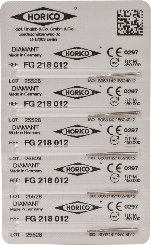 Diamantschleifer 218  Packung  5 Stück FG, Figur 218, 7 mm, ISO 012