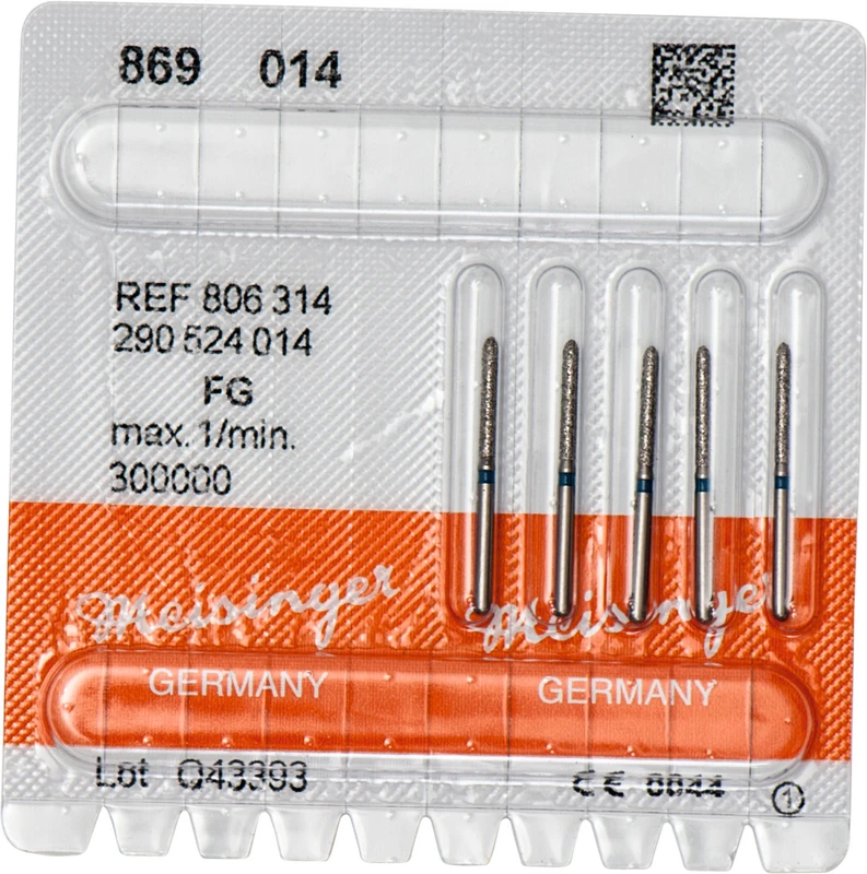 Diamanten 869  Packung  5 Stück blau mittel, FG, Figur 290 Torpedo, 10 mm, ISO 014