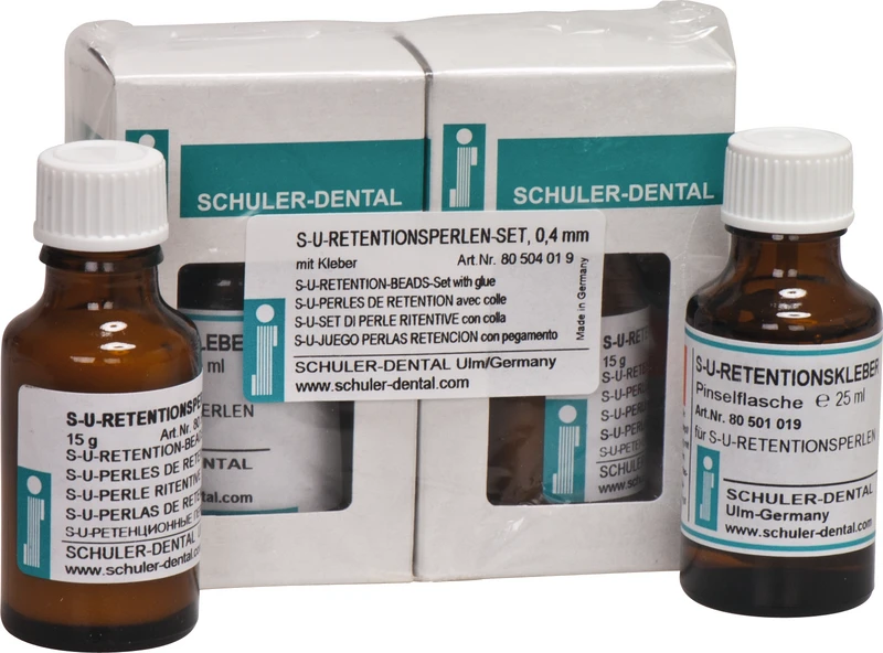 S-U-Retentionsperlen  Set  15 g Retentionsperlen Ø 0,4 mm, 15 ml Retentionskleber