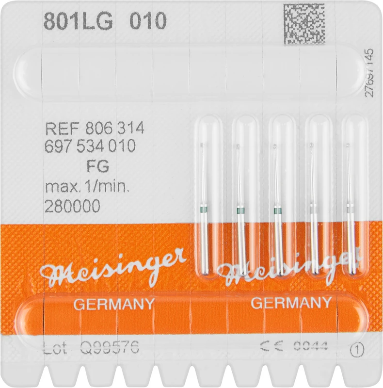 Diamanten 801L  Packung  5 Stück grün grob, FG, Figur 697 Rund lang, ISO 010