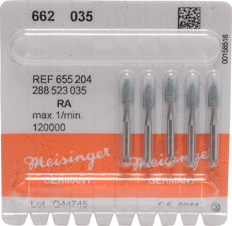 Keramische Schleifer 662  Packung  5 Stück grün mittel, RA, Figur 288, 7,5 mm, ISO 035