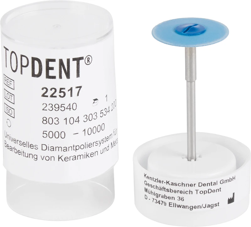 TOPDENT DIA-BLUE-Polierer  Stück  HP, blau grob, extra dünn, Linse, 20 x 1 mm