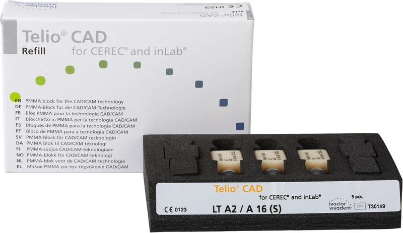 Telio® CAD A16 for CEREC\inLab  Packung  3 Stück Gr. A16 S, A2 LT