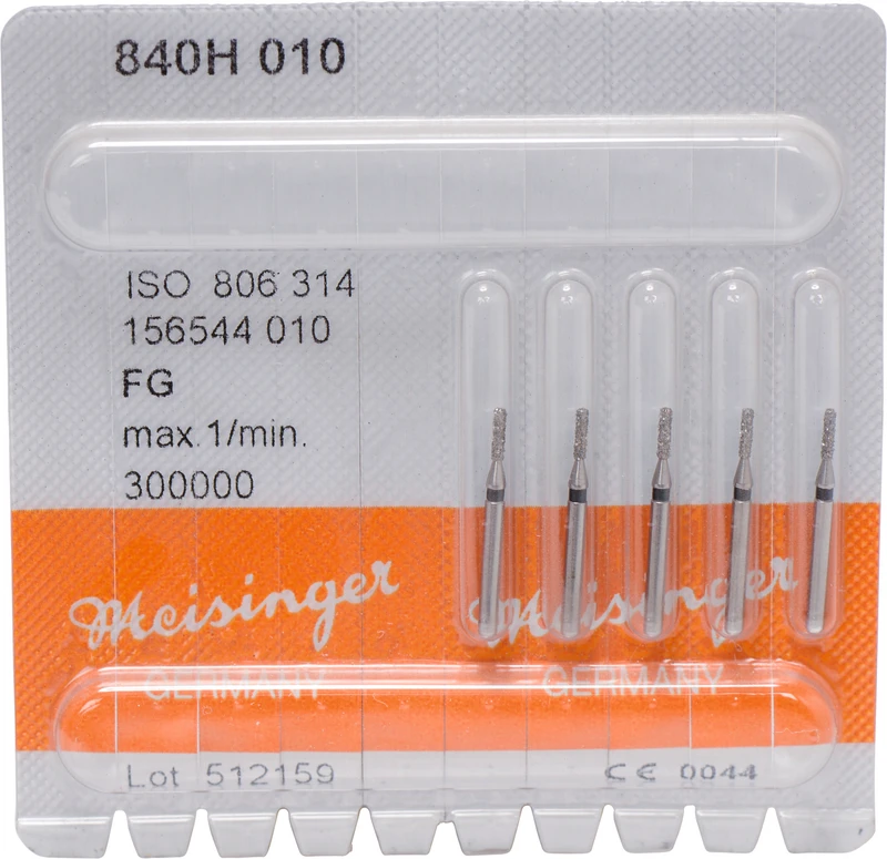 Diamanten 840  Packung  5 Stück schwarz super grob, FG, Figur 156 Zylinder abgerundet, 1 mm, ISO 010