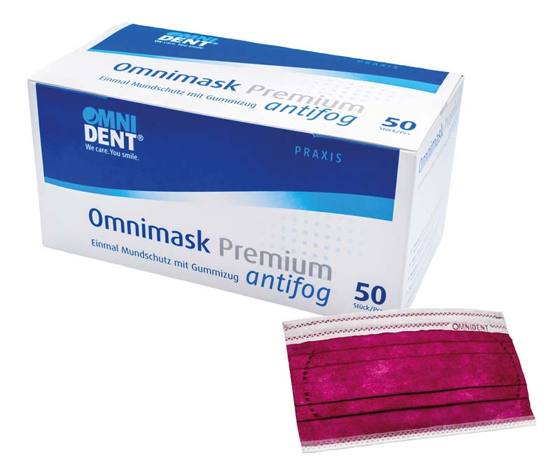 Omnimask Premium antifog  Packung  50 Stück mit Gummzug, bordeaux