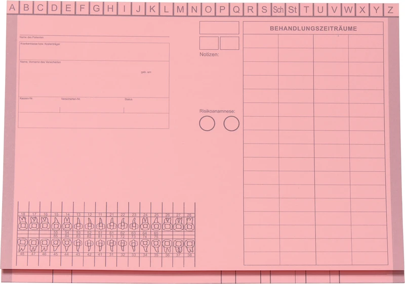 Kartei-Faltmappe A5 Dental & Medico   Packung  100 Stück Dental, rosa