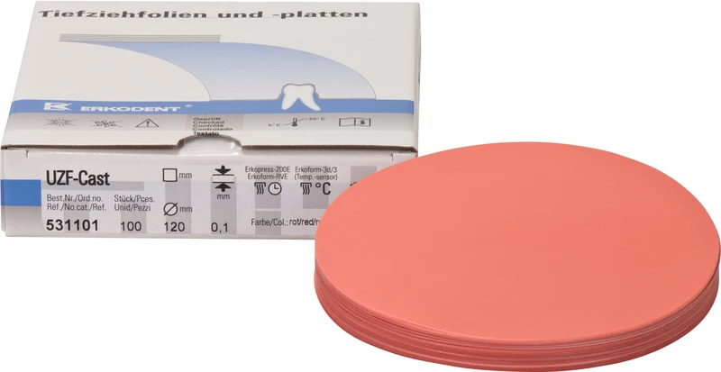 Unterziehfolien UZF  Packung  100 Stück rot, Ø 120 mm, Stärke 0,1 mm