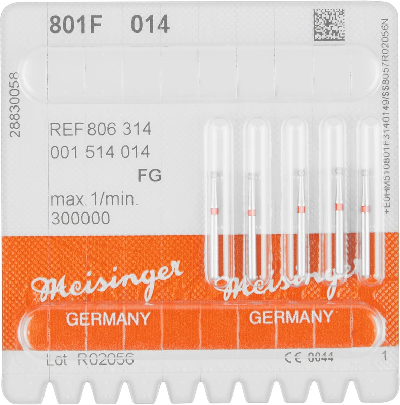 Diamanten 801  Packung  5 Stück rot fein, FG, Figur 001 Rund, ISO 014