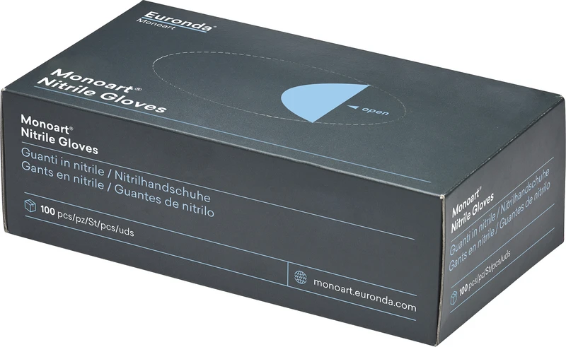 Monoart® Einmalhandschuhe Nitril  Packung  100 Stück puderfrei, schwarz, S