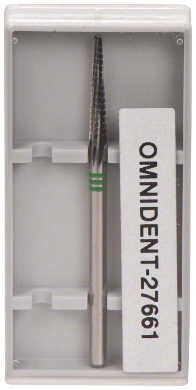 Omni HM-Fräser Schliff 75  Stück  einfachverzahnt mit Querhieb, 3 x grün grob, HP, Figur 194, 14 mm, ISO 023