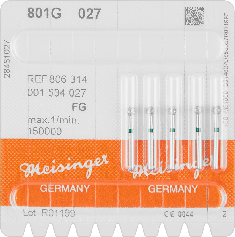 Diamanten 801  Packung  5 Stück grün grob, FG, Figur 001 Rund, ISO 027
