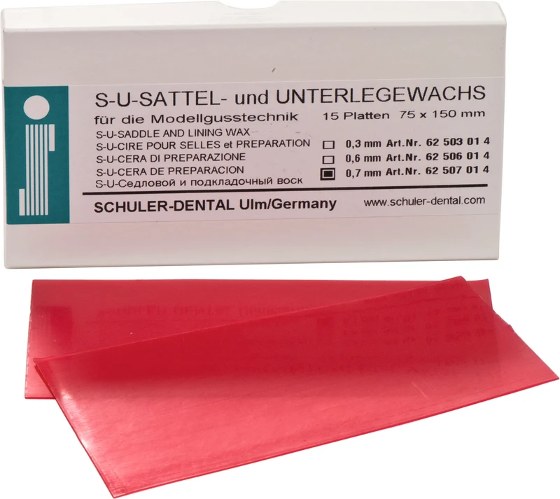 S-U-SATTEL- und UNTERLEGEWACHS  Packung  15 Stück 150 x 75 mm, Stärke 0,7 mm