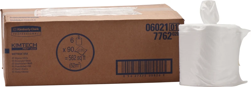 Kimtech Wettask DSX Wischtücher  Karton  6 Rollen x 90 Tücher, weiß, 30,5 x 31,8 cm, perforiert, Kleinrolle