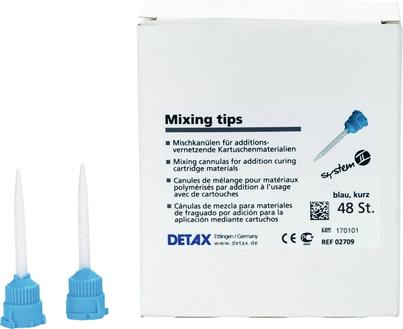 DETAX Mischkanülen blau  Packung  48 Stück blau, kurz