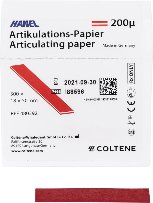 HANEL Artikulations-Papier 200 µm  Packung  300 Stück rot, 18 x 50 mm