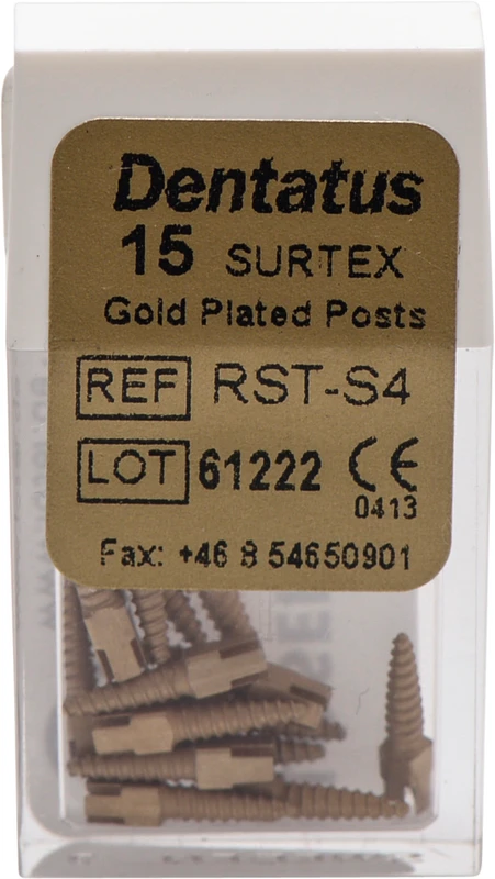 Classic Surtex vergoldete Wurzelstifte  Packung  15 Stück 7,8 mm, Ø 1,5 mm, Größe 4