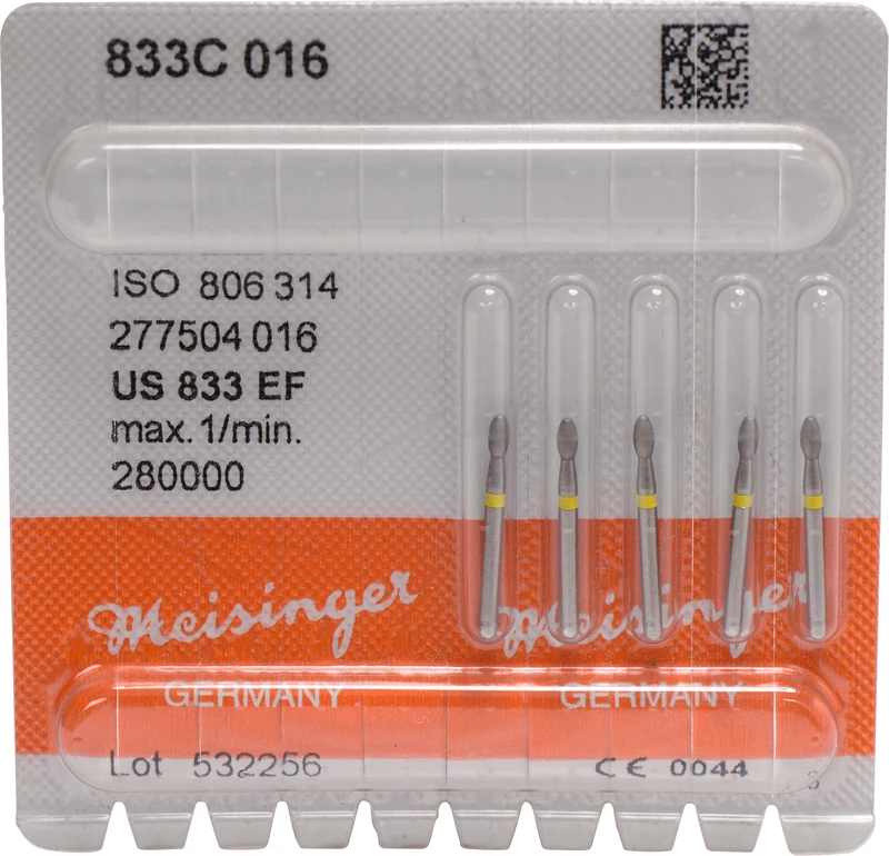 Diamanten 833  Packung  5 Stück gelb extra fein, FG, Figur 277 Ei, 3,4 mm, ISO 016