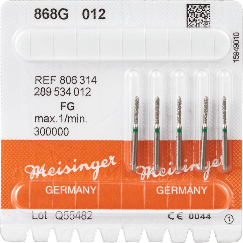 Diamanten 868  Packung  5 Stück grün grob, FG, Figur 289 Torpedo, 8 mm, ISO 012