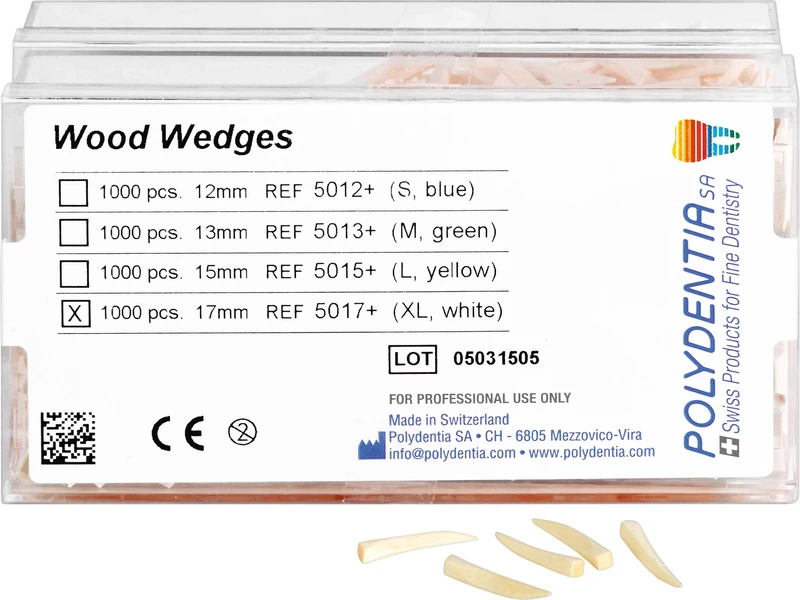 Interdentalkeile Ahornholz  Packung  1.000 Stück weiß, 17 mm