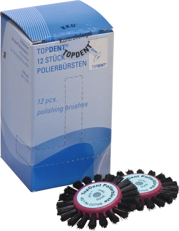 TOPDENT Polierbürsten  Packung  12 Stück, 1-reihig, Chungkingborsten 9 mm, mittelhart, Ø 45 mm
